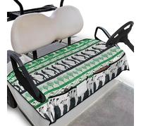 Wanyint Golf Cart Seat Cover with Front Pockets Universal Soft Blanket Keeps Cool and Clean Fits for All 2-Seat Club Car, 133 x 82 cm, Golfer Golf Ball Club Print Green