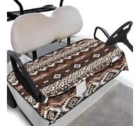 Wanyint Golf Cart Seat Cover with Front Pockets Universal Soft Golf Cart Blanket Keeps Cool and Clean Fits for All 2-Seat Club Car, 133 x 82 cm, Aztec Leopard Print Brown