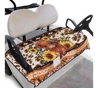 Wanyint Golf Cart Seat Cover with Pockets Lightweight Golf Blanket Accessories Compatible with EZGO Yamaha Club Cars and More 2 Person Seats, Aztec Highland Cattle Sunflower Cow Print