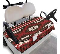 Wanyint Golf Cart Seat Cover with Pockets Portable Quick Dry Golf Cart Seat Blanket Machine Washable Suitable for 2 Person Club Car, 133 x 82 cm, Aztec Southwest Navajo Red
