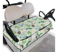 Wanyint Golf Cart Seat Cover with Pockets Soft Breathable Quick Dry Towel Blanket Fits for EZGO Yamaha Club Cars and More 2 Person Seats, Hedgehog Cactus Golf Ball Green