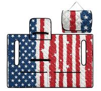 Wanyint Golf Cart Seat Towel Cover, Foldable with Carry Handle, Universal Fit for Most 2-Seater EZGO/Club Car Patriotic Decor, Quilted with 4 Pockets, Washable, Fashion American Flag