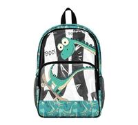 Wanyint Heavy Duty Clear Backpack for School 17 Inch Extra Large Book Bag with Reinforced Shoulder Straps, Kids Boys Backpack for Travel Security Casual, Dinosaur Skateboard Blue