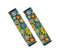 Wanyint Hippie Flower Print Car Seat Belt Pads - Car Seat belt Covers - Comfort Car Harness Pads Protect Shoulder Neck Padding for SUV Truck Vans Sedans
