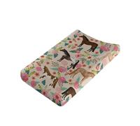 Wanyint Horse Floral Print Muslin Changing Pad Covers,Unltra Soft Diaper Change Table Pad Covers for Girls Boys,Neutral Fitted Changing Pads Sheets-One Size US