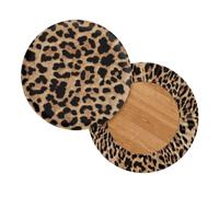 Wanyint Leopard Print 2 Pack Bar Stool Seat Covers Stretch Round Chair Covers for 14-16 Inch Chair Fashion Vanity Seat Cushion Saddle Slipcovers