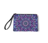 Wanyint Mandala Flower Coin Purse Blue Bohemian Floral Print Money Bag Small Cash Register Bags Lightweight Change Purse Coin Case Zipper Wallet