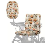 Wanyint Mobility Scooter Accessories for Elderly Disable, Protector Accessories for Electric Wheelchair, Machine Washable Dust Cover Halloween Decor, Cute Ghost Pumpkin Floral
