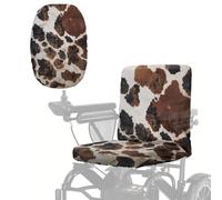 Wanyint Mobility Scooter Accessories Polyester Electric Wheelchair Seat Protector Machine Washable Power Chair Seat Cover with Elastic Edge, 35" L x 18" W, Brown Black Cow Print