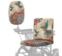 Wanyint Mobility Scooter Accessories Polyester Electric Wheelchair Seat Protector Machine Washable Power Chair Seat Cover with Elastic Edge, 35" L x 18" W, Hummingbird Boho Mandala Flower