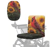 Wanyint Mobility Scooter Cover Dustproof Electric Wheelchair Slipcover Protective Accessories Decor for Indoor Outdoor Use, Easy to Install & Clean, Northern Cardinal Sunflower