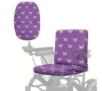 Wanyint Mobility Scooter Seat Cover Dustproof Protector Accessories with Elastic Edge, Easy to Install & Clean Power Chair Seat Cover for Elderly Disable, Butterfly Polka Dots Purple