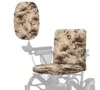 Wanyint Mobility Scooter Seat Cover for Elderly Disable, Dustproof Protector Accessories with Elastic Edge, Machine Washable Power Chair Seat Cover, Retro Brown Floral