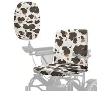 Wanyint Mobility Scooter Seat Cover for Elderly Disable, Dustproof Protector Accessories with Elastic Edge, Machine Washable Power Chair Seat Cover, Cow Print Cowhide Brown