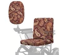 Wanyint Mobility Scooter Seat Cover for Elderly Disable, Dustproof Protector Accessories with Elastic Edge, Machine Washable Power Chair Seat Cover, Brown Paisley Flower
