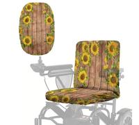 Wanyint Mobility Scooter Seat Cover Polyester Fabric Seat Protector with Adjustable Buckle & Elastic Band, Electric Wheelchair Cover for Indoor Outdoor, Sunflower Wood Grain