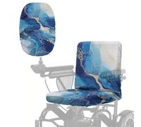Wanyint Mobility Scooter Seat Cover Polyester Fabric Seat Protector with Adjustable Buckle & Elastic Band, Electric Wheelchair Cover for Indoor Outdoor, Blue Marble