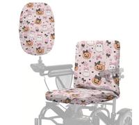Wanyint Mobility Scooter Seat Cover Polyester Fabric Seat Protector with Adjustable Buckle & Elastic Band, Electric Wheelchair Cover for Halloween Decor, Cute Ghost Pumpkin Bow Pink