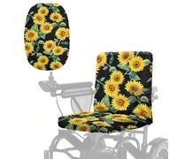 Wanyint Mobility Scooter Seat Cover Polyester Fabric Seat Protector with Adjustable Buckle & Elastic Band, Electric Wheelchair Cover for Indoor Outdoor, Sunflower Leaf