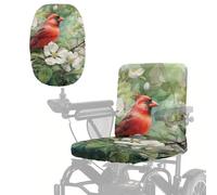 Wanyint Mobility Scooter Seat Slipcover Machine Washable Electric Wheelchair Cover with Adjustable Buckle & Elastic Edge, Universal Size 35 x 18 Inch, Northern Cardinal Flower
