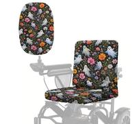 Wanyint Mobility Scooter Seat Slipcover Machine Washable Electric Wheelchair Cover with Adjustable Buckle & Elastic Edge, Universal Size Halloween Decor, Cute Ghost Colorful Floral
