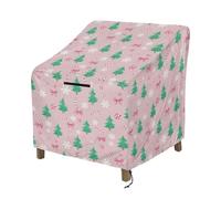 Wanyint Outdoor Garden Chair Covers Dust Proof Water Resistant Swivel Lounge Chair Covers for 4-6 Stackable Dining Chairs, 83x89x92 cm, Christmas Tree Candy Cane Bow