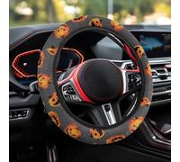 Wanyint Pumpkin Star Grey Steering Wheel Cover for Car SUV Truck, 15 Inch Universal Auto Steering Wheel Cover Auto Accessories Halloween Decor for Women Men
