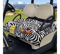 Wanyint Quilted Golf Cart Seat Cover, Folds Design with Handle for Easy Carry, Universal Fit 51.2x30.3 Inch for EZGO Club Car 2-Seater, 4 Front Pockets, Classic Zebra Print