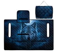 Wanyint Quilted Golf Cart Seat Cover, Folds Like a Bag with Handle for Easy Carry, Universal Fit 51.2"x30.3" for EZGO Club Car 2-Seaters, 4 Pockets, Wolf Blue