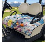 Wanyint Quilted Seat Cover for Golf Carts, Includes Carry Handle for Bag-Style Folding, Universal Fit Most 2-Seaters, 4 Storage Pockets, for Golfers, Easter Cute Bunny Egg Daisy