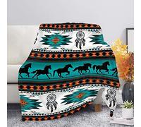 Wanyint Soft Blanket Southwest Native American Flannel Microfiber Throw Blanket, Indian Tribal Aztec Geometry Red Pattern Travel Couch Bed Plush Blanket