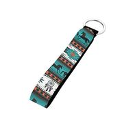 Wanyint Southwest Native American Keychains with Keyrings Indian Tribal Aztec Geometry Red Pattern Stylish Badge Lanyards Polyester Car Lanyard with Metal Ring Straps