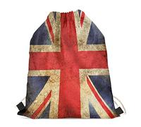Wanyint UK Flag Print Drawstring Bag Cinch Gym Backpack, Vintage British Flags Galaxy Star Shoulder Bag for Travel Shopping Hiking Gym, Animal Small Yoga Pouch