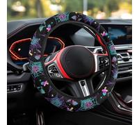 Wanyint Universal Auto Steering Wheel Cover Bat Mushroom Spider Web Print 15 Inch Steering Wheel Wrap Cover Auto Inteior Accessories Halloween Decor