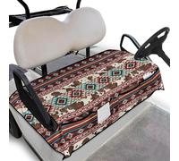 Wanyint Universal Golf Cart Seat Cover with 4 Pockets Breathable Soft Golf Cart Seat Blanket Year-Round Comfort for Summer or Winter, 133 x 82 cm, Aztec Cow Print Claret