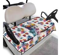 Wanyint Universal Golf Cart Seat Cover with 4 Pockets Breathable Soft Golf Cart Seat Blanket Year-Round Comfort for Summer or Winter, 133 x 82 cm, Cat Sunglasses Splash Palm Tree
