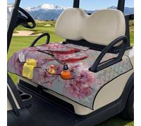 Wanyint Universal Golf Cart Seat Towel Blanket Covers for All Weather, Foldable Design with Handle, Fit for EZGO, Club Car and More 2-Seat Golf Carts, Cardinal Bird Peach Blossom