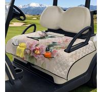 Wanyint Universal Golf Cart Seat Towel Blanket with 4 Front Pockets & Convenient Fold-Away Design, Fits for EZGO, Club Car and More 2 Person Seats, Hummingbird Flower Beige