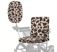 Wanyint Universal Size Electric Wheelchair Seat Cover Dustproof Mobility Scooter Accessories Decor for Elderly Disable, Decorative Protective Seat Cover, Cute Brown Cow Print