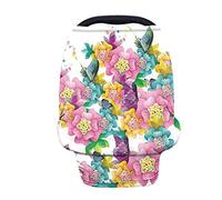Wanyint Watercolor Colorful Floral Butterfly Baby Car Seat Covers - Carseat Canopy for Babies Boys Girls,Multi- use Nursing Breastfeeding Covers,Nursing Scarf