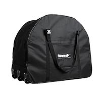 Wanym 20 Inch Folding Bike Carry Bag, Black Folding Bike Carrying Bag with Wheels, Polyester Storage Waterproof Travel Case Outdoors Transport Accessories for Cars Train Air Travel