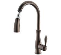 Wanym Kitchen Sink Mixer Tap Pull Out Sprayer Faucet Black Solid Brass, Oil Rubbed Bronze Faucet, 360° Rotating Antique Mixer Tap, Cold and Hot for Kitchen