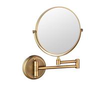 Wanym Wall Mounted Makeup Mirror, 360° Swivel and Extendable 5X Magnifying Mirror 8 inch Brass Magnifying Shaving Mirror, Rotatable Folding Bathroom Double Sided Vanity Mirrors,Antique