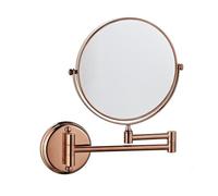 Wanym Wall Mounted Makeup Mirror, 360° Swivel and Extendable 5X Magnifying Mirror 8 inch Brass Magnifying Shaving Mirror, Rotatable Folding Bathroom Double Sided Vanity Mirrors,Rose Gold