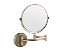 Wanym Wall Mounted Makeup Mirror, 360° Swivel and Extendable 5X Magnifying Mirror 8 inch Brass Magnifying Shaving Mirror, Rotatable Folding Bathroom Double Sided Vanity Mirrors,Bronze