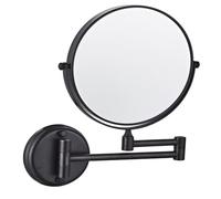 Wanym Wall Mounted Makeup Mirror, 360° Swivel and Extendable 5X Magnifying Mirror 8 inch Brass Magnifying Shaving, Rotatable Folding Bathroom Double Sided Vanity Mirrors,Matte Black