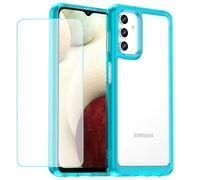 Wanyuexes Case for Galaxy A13 4G/5G, Samsung A04S SM-A136U Case with Tempered Glass Screen Protector, Clear Hard PC Back & Soft Bumper Protective Phone Cover for Samsung Galaxy A13 Crystal Blue