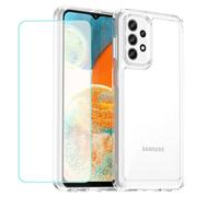 Wanyuexes Case for Galaxy A23 4G Case, Samsung A23 5G SM-A236U Case with Tempered Glass Screen Protector, Clear Hard PC Back & Soft Bumper Protective Phone Cover for Samsung Galaxy A23 Crystal Clear