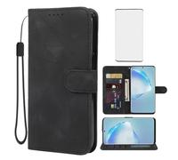 Wanyuexes Case for Galaxy S20 Plus 5G Case, Samsung S20+ SM-G986U Wallet Case with Tempered Glass Screen Protector, Leather Flip Credit Card Holder Stand Phone Cover for Samsung Galaxy S20 Plus Black