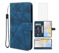 Wanyuexes Case for Honor X9 4G/Honor X9 5G/X30/Honor Magic4 Lite Case, Any-NX1 Wallet Case with Tempered Glass Screen Protector, Leather Flip Credit Card Holder Stand Phone Cover for Honor X9 Blue